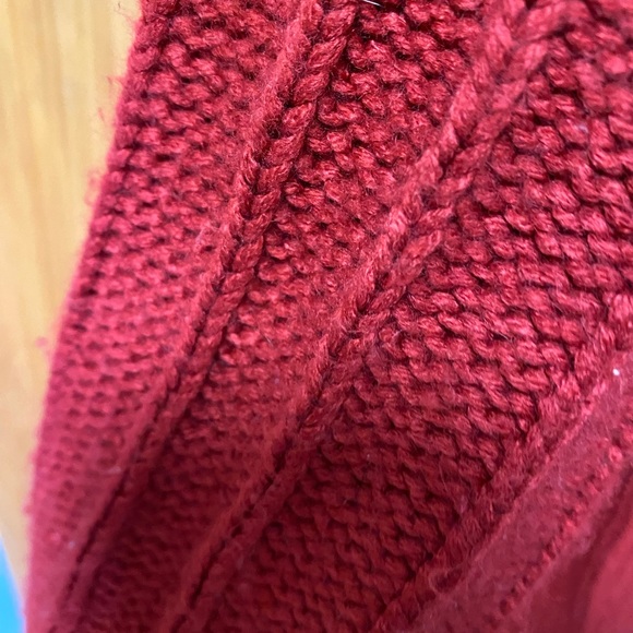 Red Long Sleeve Thick Cable Knit Cardigan Sweater - Picture 5 of 5